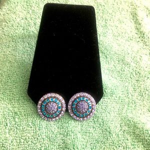 LaVintage Brass Oxidized Silver Clip-on Earrings